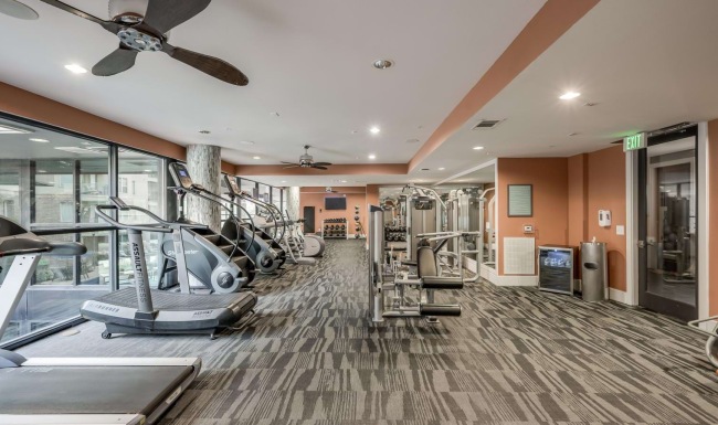a gym with exercise equipment